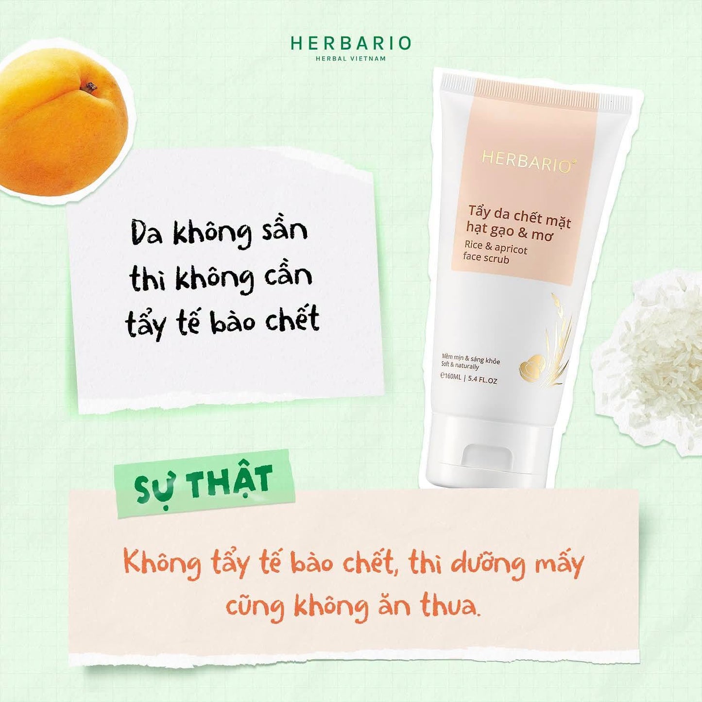 Hebario rice and apricot face scrub 160ml