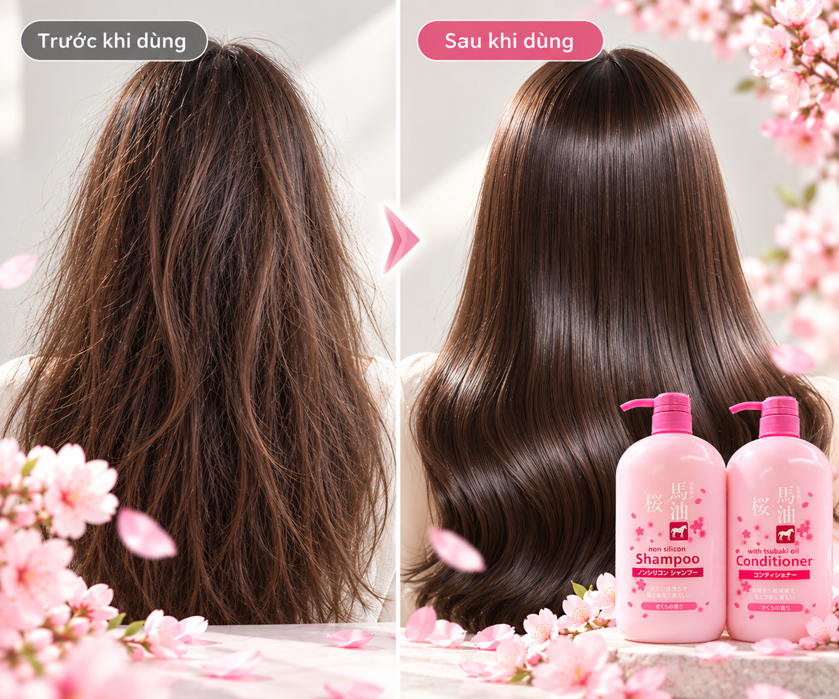 Horse Oil Sakura Shampoo & Conditioner – Made in Japan