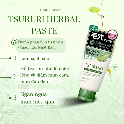 BCL Tsururi herbal paste facial wash & pack 120g