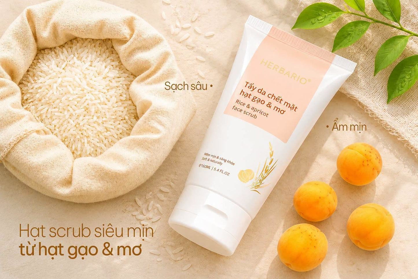 Hebario rice and apricot face scrub 160ml