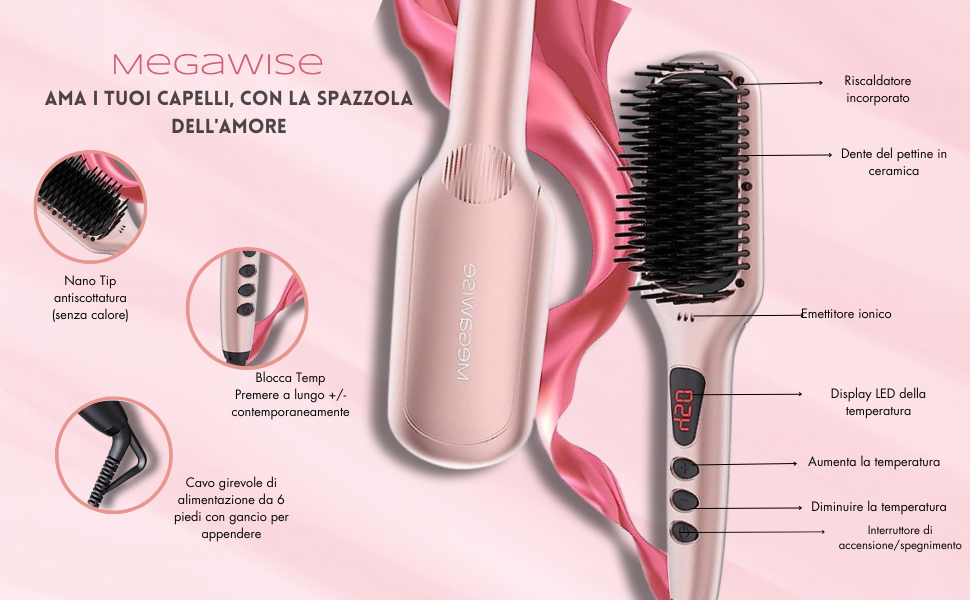 ✨ Megawise Ionic Hair Straightener Brush – Smooth, Sleek, Salon-Perfect Hair at Home! 💕