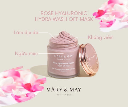 May & Mary Vegan Rose Hyaluronic Hydra Wash-Off Pack - Made in Korea