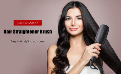 ✨ Megawise Ionic Hair Straightener Brush – Smooth, Sleek, Salon-Perfect Hair at Home! 💕