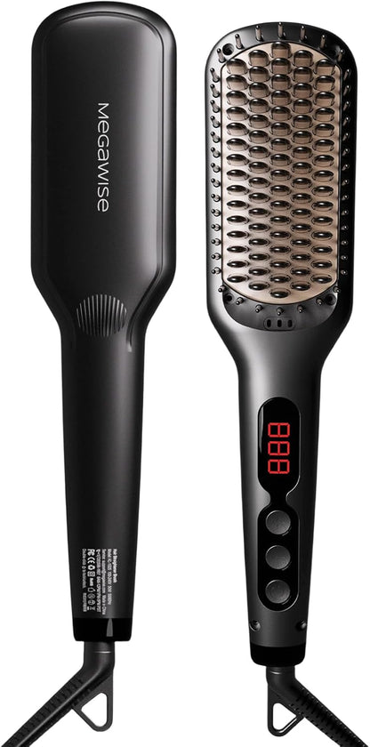 ✨ Megawise Ionic Hair Straightener Brush – Smooth, Sleek, Salon-Perfect Hair at Home! 💕