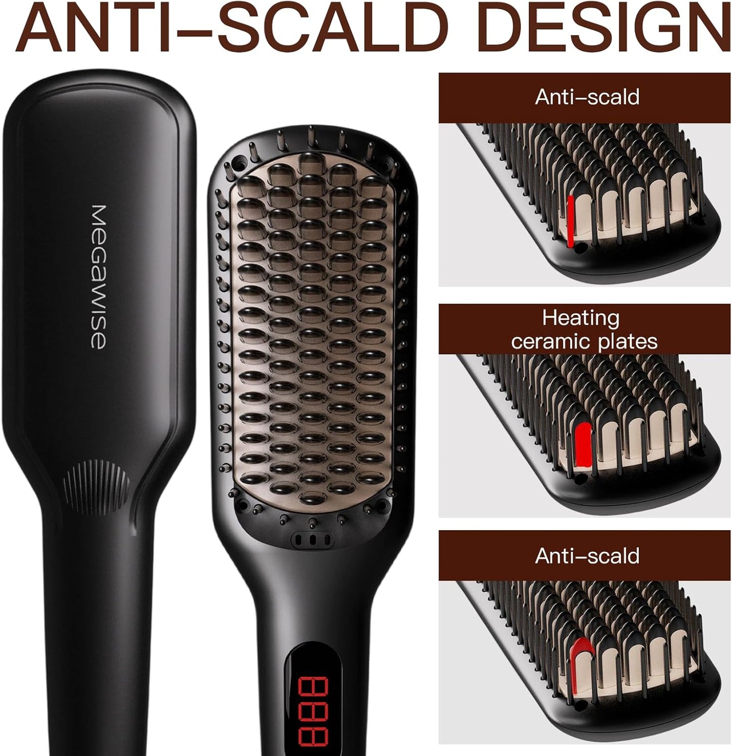 ✨ Megawise Ionic Hair Straightener Brush – Smooth, Sleek, Salon-Perfect Hair at Home! 💕