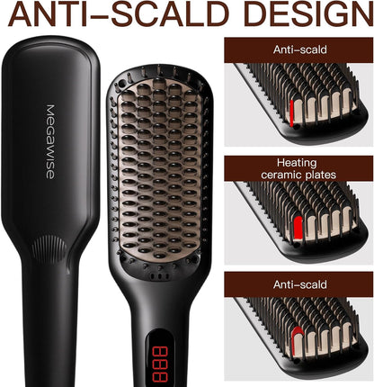✨ Megawise Ionic Hair Straightener Brush – Smooth, Sleek, Salon-Perfect Hair at Home! 💕