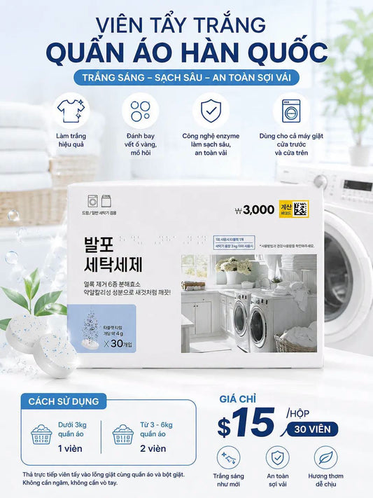 Korean Laundry Whitening Tablets (30 Tablets)