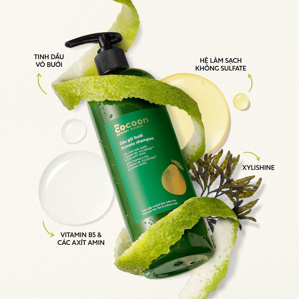 Cocoon Pomelo Shampoo 500ml & Conditioner 310ml Set– Strengthening Hair Care - Made in Vietnam