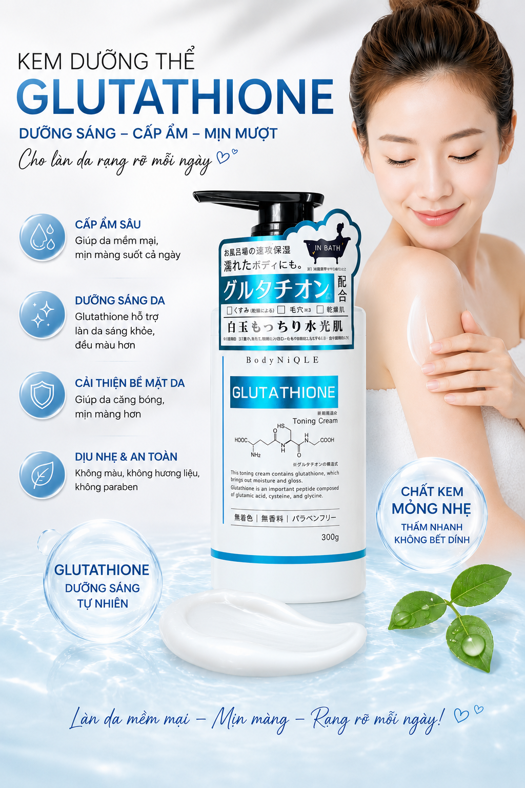BODYNIOLE GLUTATHIONE BODY CREAM – MADE IN JAPAN