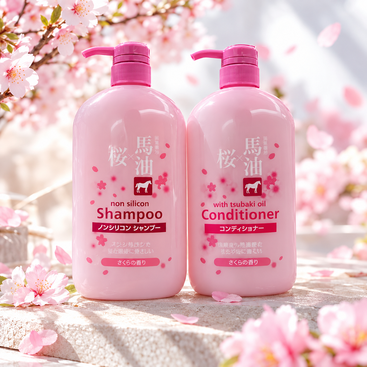 Horse Oil Sakura Shampoo & Conditioner – Made in Japan