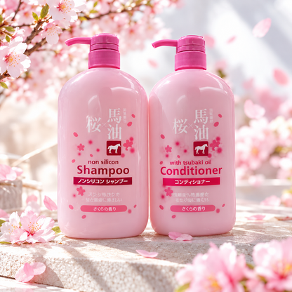 Horse Oil Sakura Shampoo & Conditioner – Made in Japan