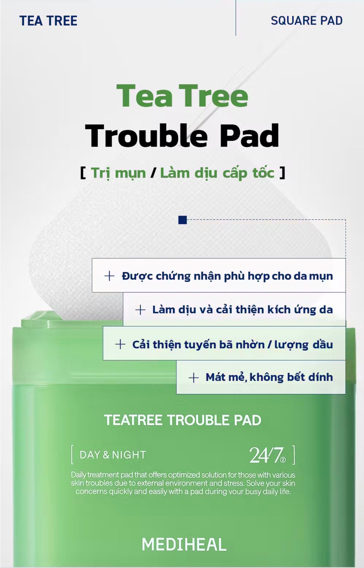 🌿 Mediheal Tea Tree Trouble Pad – Made in Korea