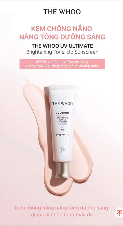 THE WHOO UV ULTIMATE BRIGHTENING TONE-UP SUNSCREEN - MADE IN KOREA