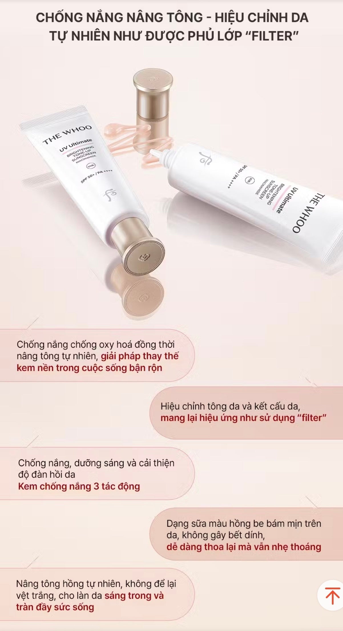 THE WHOO UV ULTIMATE BRIGHTENING TONE-UP SUNSCREEN - MADE IN KOREA